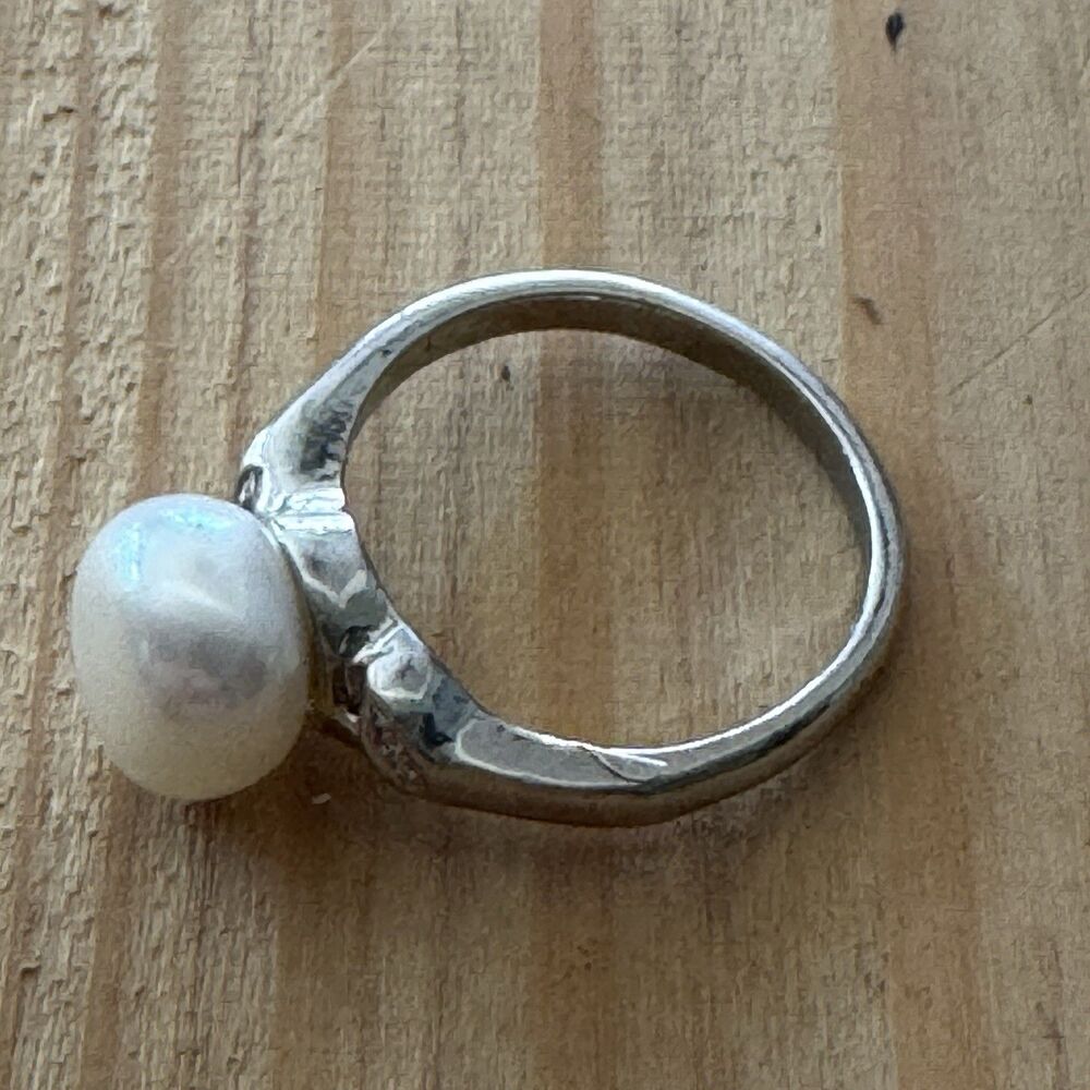 Baroque Pearl Ring Size 7 1/4 7.25 Freshwater Cultured Single 3/8” Pearl - Picture 3 of 4